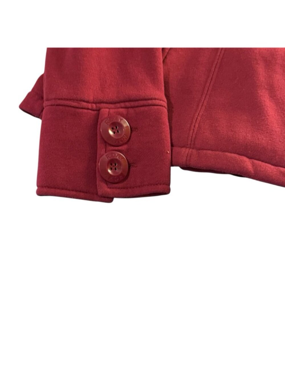 Roxy Fleece Jacket Women's M Button Up Double-Breasted Red Vintage Y2K Cozycore - Picture 5 of 16